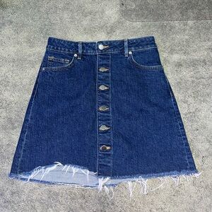 PERFECT Dark Wash Button Up Denim Mini Skirt H&M Size 6